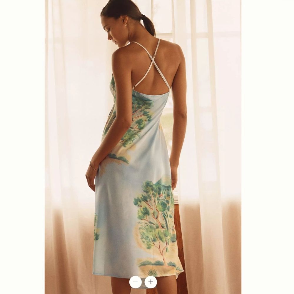By Anthropologie Sleeveless Silky Slip Midi Dress - Picture 2 of 4